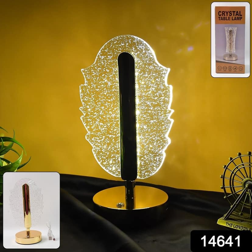 Elegant Feather Shape Crystal Table Lamp (1 Pc) view 2