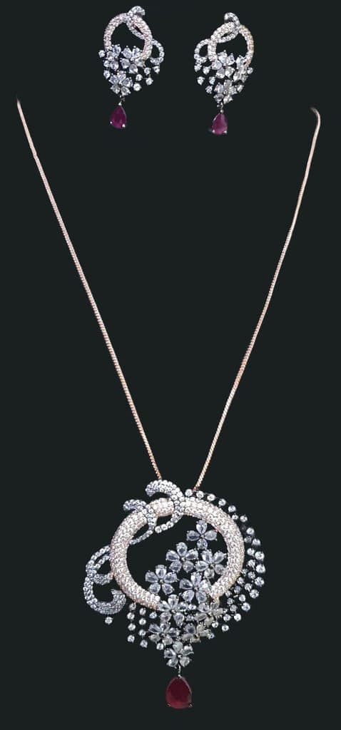 American Diamond Casual And Partywear Pendant set view 2