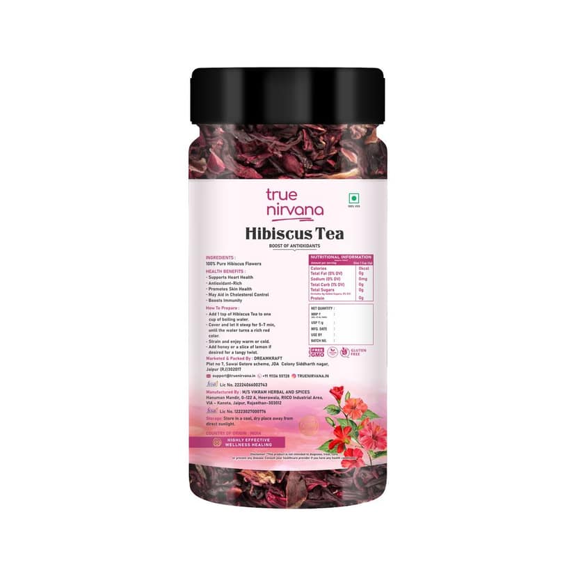 True Nirvana Hibiscus Tea – Herbal Flower Tea Rich in Antioxidants – Supports Heart Health & Immunity view 2