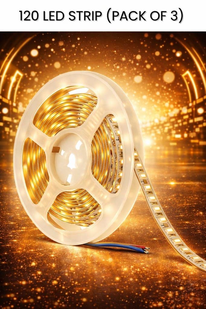 SPARKWORLD 120 LED Warm White Strip Light Pack of 3 | Flexible 5M LED Tape Light for Home, Decoration & Festive Lighting