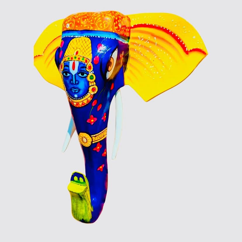 WOODEN ELEPHANT HEAD view 2