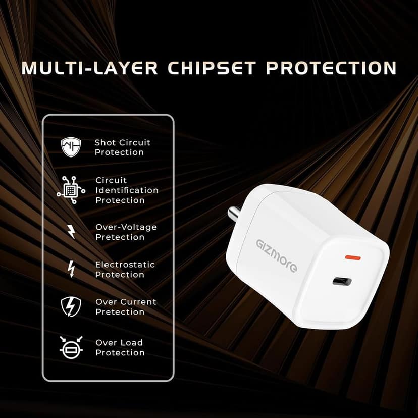 Gizmore PA625 25W PD/PPS Type-C Super-Fast Charger Compatible with iPhone & Android view 2