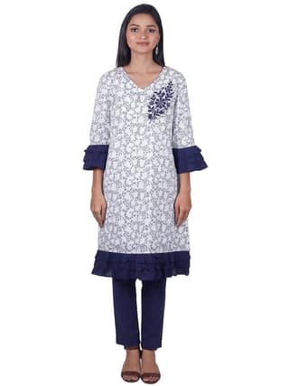 100% Cotton Kurta with Hand embroidery- Aranavy01