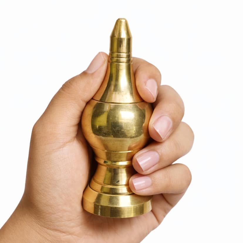 Brass Temple Top Kalash � Small (4 cm � 10 cm) � Gopuram Kalasam � Thazhikakkudam � Pure Brass Temple Kalash � 4 Inch � Chhotee Dibiya view 2