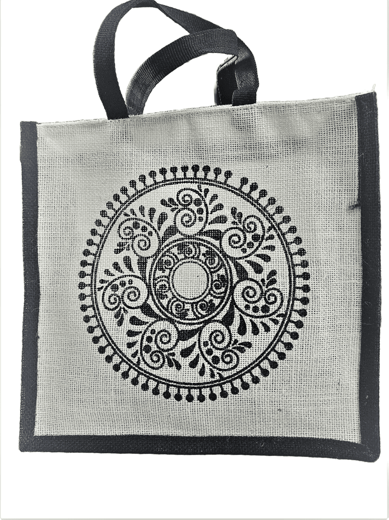 Eco-Friendly Jute Tote Bag with Mandala Design