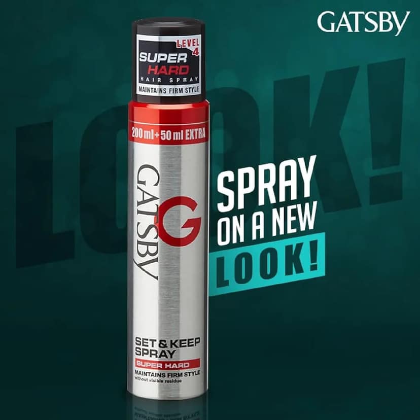 Gatsby Super Hard Set and Keep Spray Hair Styler (250ml) view 2