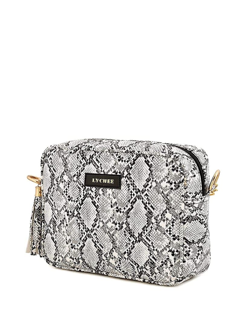 Lychee bags Women Pu White Snake Finish Sling Bag view 2