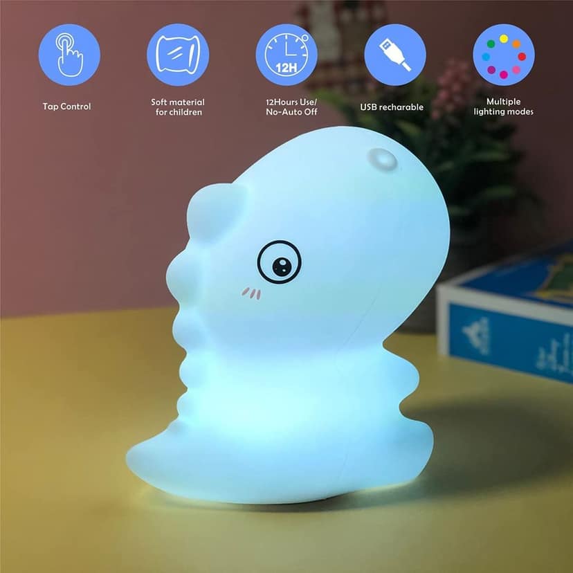 GLOWSERIE Cute Sleeping Silicone Night Lamp – Soft Glow Bedside Light view 2