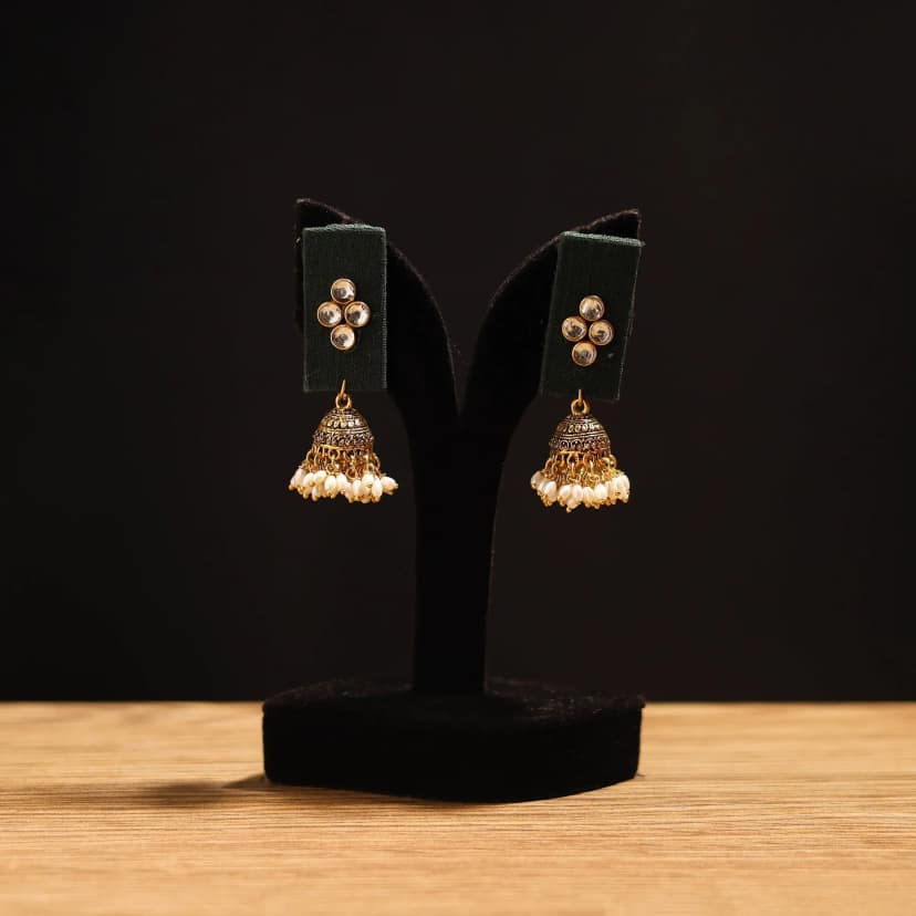 Yellow - Raahi Stone Work Fabart GS Jhumka Earrings view 2