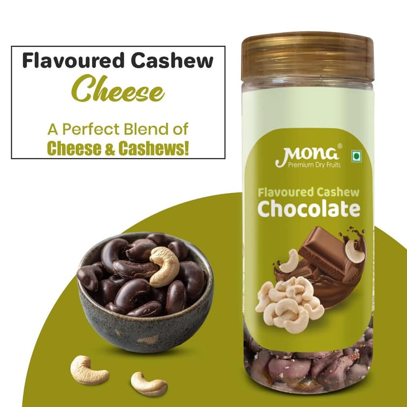 Mona Premium Chocolate Flavoured Cashew Nuts - Delicious Dry Fruit Snack Jar view 2