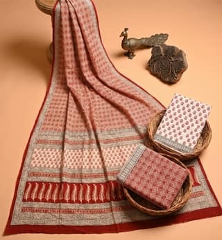 Handcrafted Bagh Print Cotton 3 Piece Suit Set