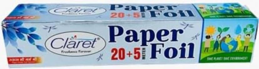 Claret Kitchen Paper Foil 20+5 - Aluminium & Butter Paper (Pack of 4) | Food Grade & Hygienic | Keeps Food Warm & Fresh view 2