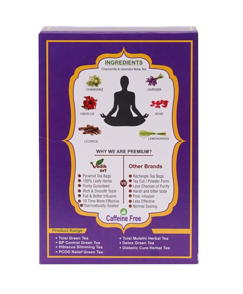 Chamomile & Lavender Relax Tea - Caffeine Free, 20 Pyramid Tea Bags" view 2