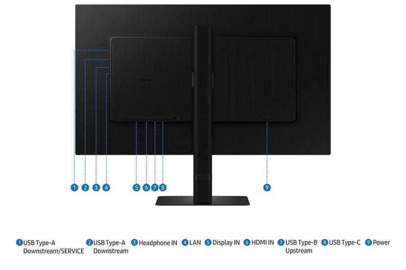 Samsung 27"(68.47cm) 4K ViewFinity S8 Monitor|UHD 3840 x 2160|IPS|Type-C 90W|SRGB 99%|LAN Port|Inbuilt KVM Switch|350nits|PIP|PBP|HDR10|Easy Setup Stand|HAS Pivot Adjust|Eye Care|LS27D804UAWXXL|Black view 2