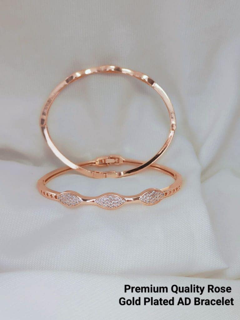 AD Rose Gold Bracelet For Girls And Women's (RK_03) & AD Stone Rose Gold Tops Earrings For girls and Women's (RK_AD.RE-1,RE-2) (COMBO PACK OF 1 PIC & 2 PAIRS) view 2
