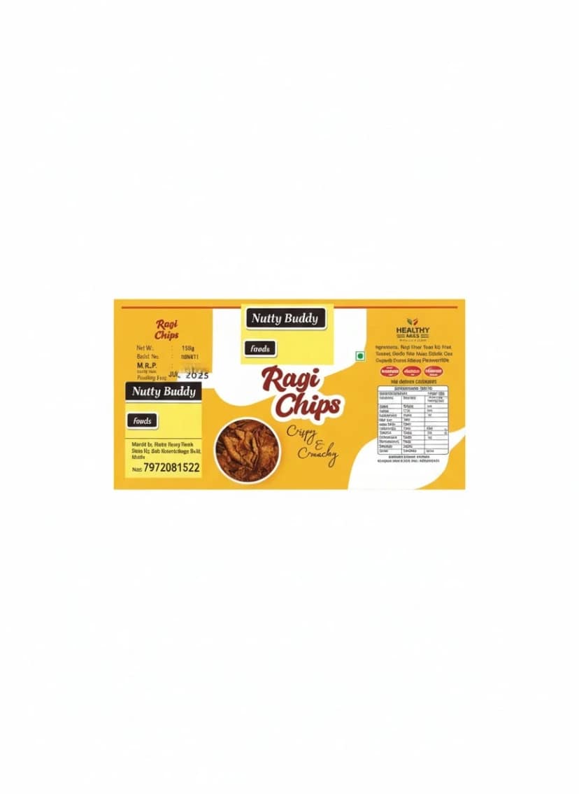 Nutty Buddy Foods Crispy Ragi Chips – Finger Millet & Urad Dal Snack (150g) view 2