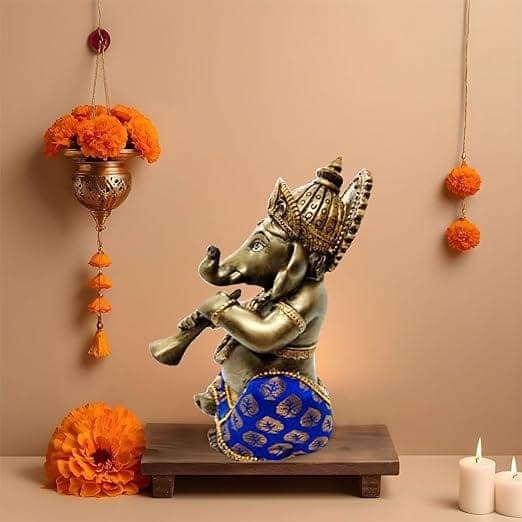 STOREPEDIA Lord Ganesha Idol, Vinayaka Statue, Ganpati Murti Decorative Statue for Gift Home/Office Decor Car Dashboard Pooja Bronze Finished Pooja Room Decorative Showpiece - 10 cm view 2