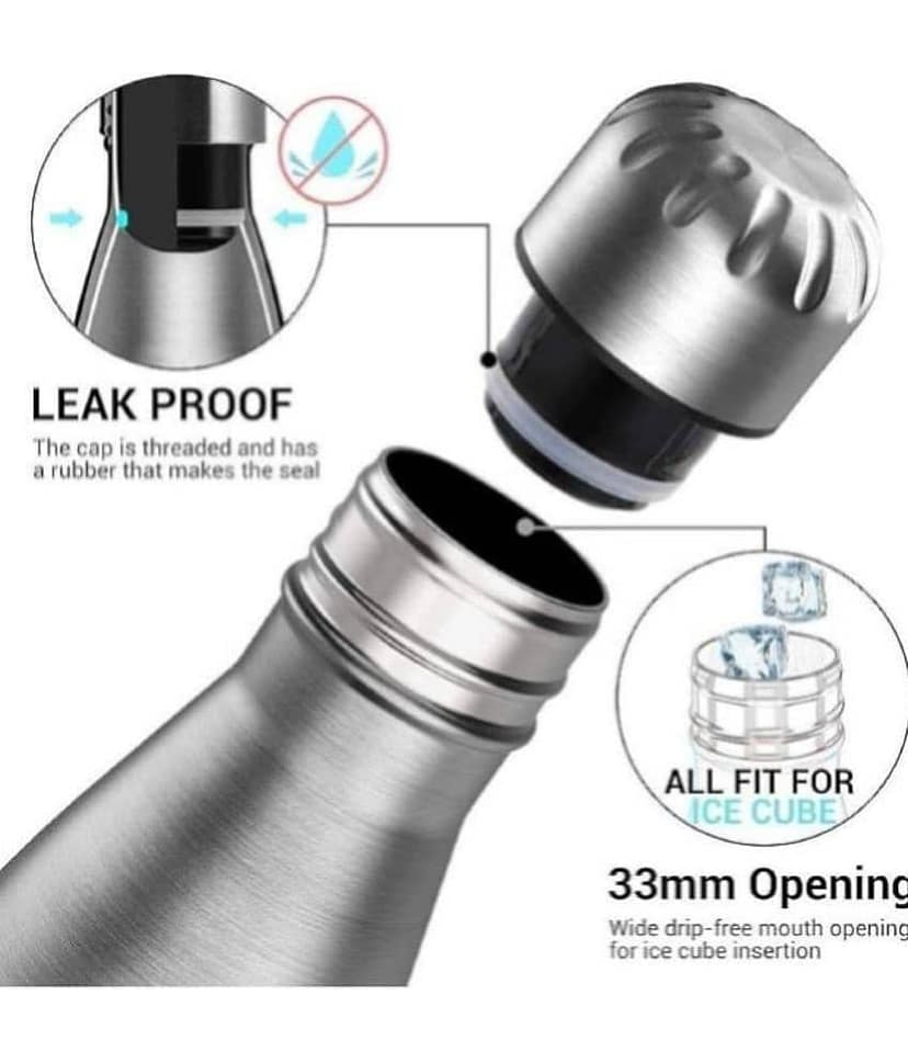 Bluedeal Silver Steel Water Bottle 1000 mL ( Set of 1 ) view 2