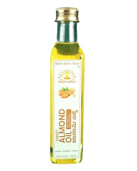 Pure Sweet Almond OIL 100% Natural OIL WOOD PRESSED COLD PRESSED UNFILTERED FOR NATURAL NOURISHMENT OF HAIR AND SOFT AND SHINIER SKIN ( 250 ml) view 2