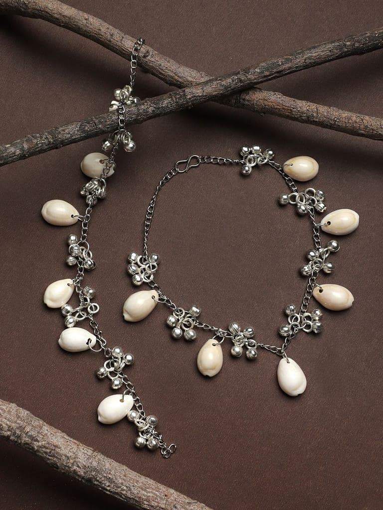 Cardinal Oxidized Silver Color Shell Anklet/ Pajeb/ Payal