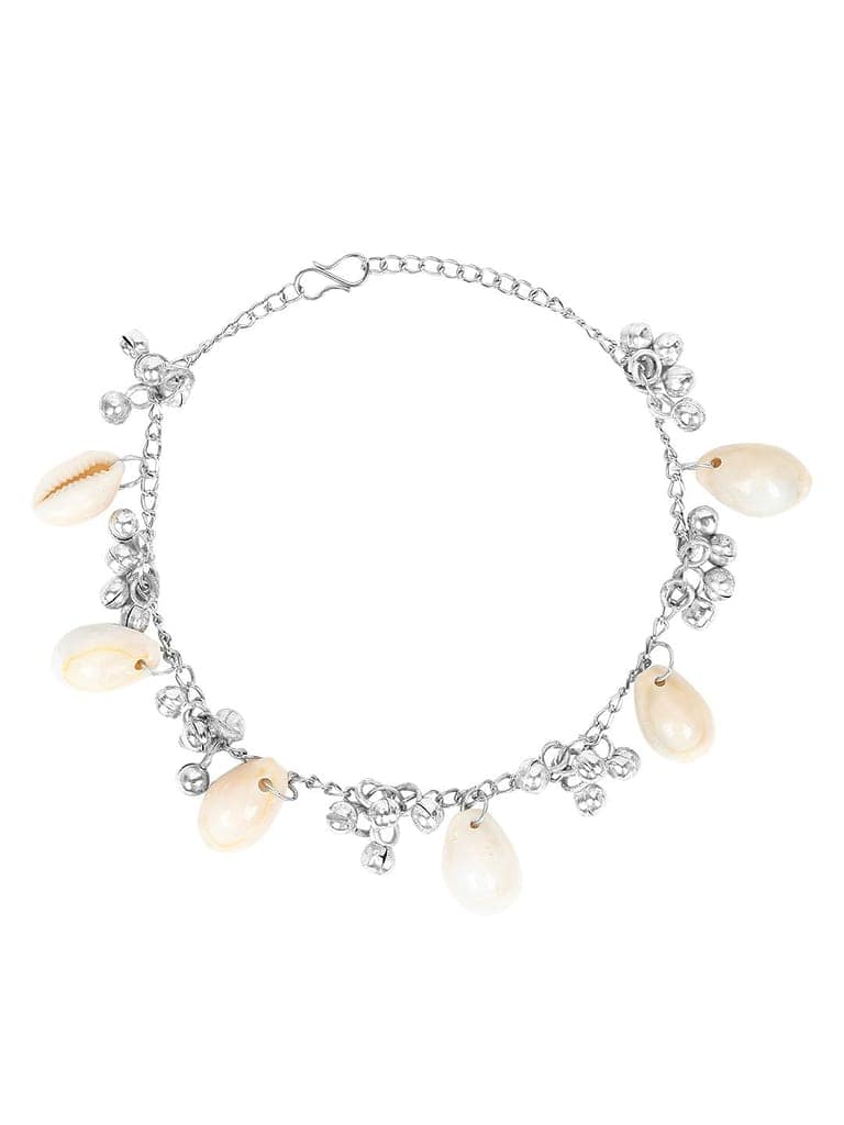 Cardinal Oxidized Silver Color Shell Anklet/ Pajeb/ Payal view 2