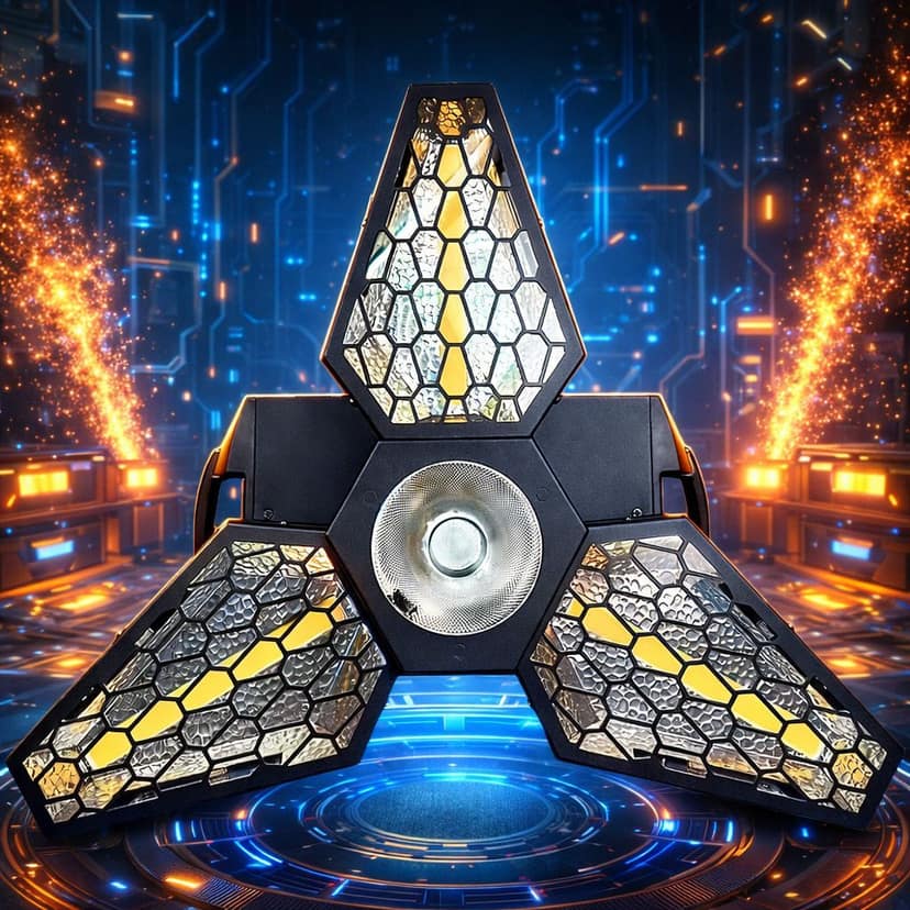 SPARKWORLD 3-Leaf Foldable LED Decorative Ceiling Light | Multi-Color Projection Effect | High Brightness COB Center Lamp | Adjustable Angle Garage/Room LED Lamp | Colour: 3 Leaf Foldable LED Light view 2