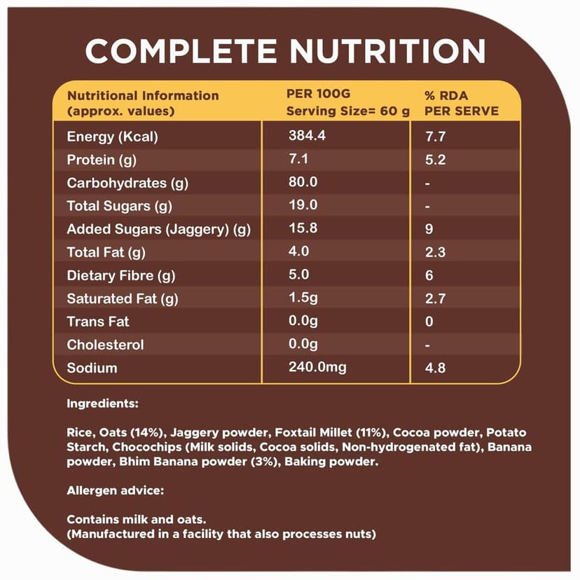 Pro To Grow Fitbhim Chocobanana Pancake Mix 250g | Enriched with Bhim Banana Gluten Free Mix with High Protein & Fiber | No Refined Sugar | Healthy Breakfast Mix for Kids & Adults view 2