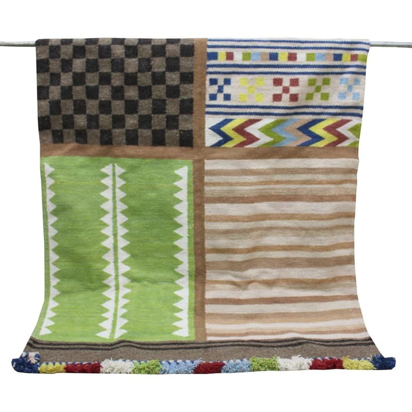 Garvi Gurjari (A Gujarat Govt Enterprise Handmade Multicolor Striped and Chex Design Kharad Carpet/ Rugs