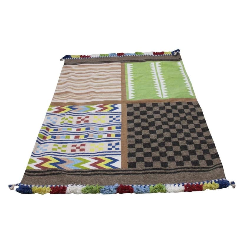 Garvi Gurjari (A Gujarat Govt Enterprise Handmade Multicolor Striped and Chex Design Kharad Carpet/ Rugs view 2