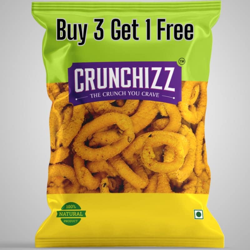 CRUNCHIZZ Snacks - Get 4 at the Price of 3 - 1 Pack FREE Offers I Authentic Kerala CHAKLI/MURUKKU I Traditional South Indian Recipe I No Artificial Additives I Crispy & Crunchy I 4 PACK COMBO I 150 Grams Each I
