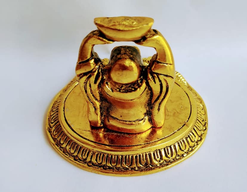 Metal Laughing Buddha Statue for Home Decor (3 -Inch) | Good Luck & Wealth | Feng Shui Laughing Buddha-Golden view 2