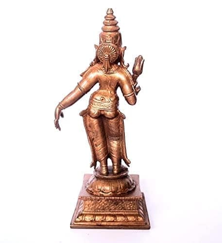 Searchers Paradise - Copper Idols Goddess Sridevi , 5.3 inches, Copper Handmade 420 Grams, Patina Antique Finish, Pack of 1 Piece view 2