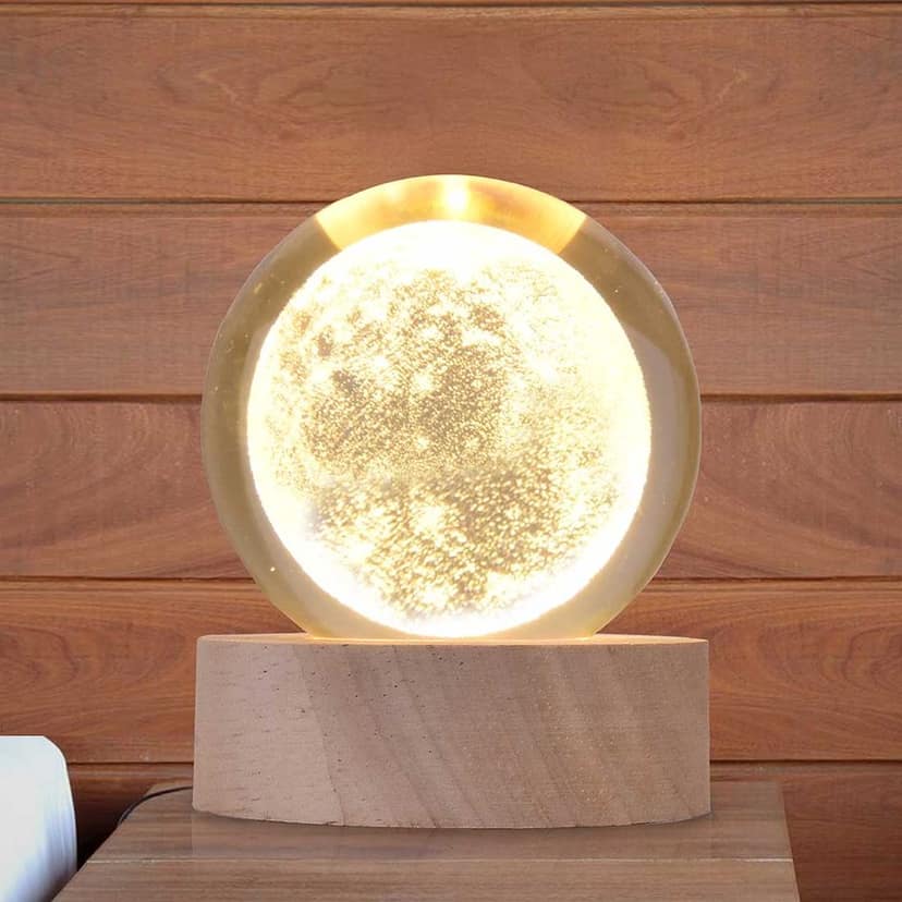 Moon Crystal Ball with LED Light (USB Cable) | Moon Glass Ball | Best Gift Items | Gift Ideas For Women | Gift Ideas For Men | Moon Crystal Ball | 3d Moon Crystal Ball | Crystal Ball Moon | Glass Ball Moon | Glass Ball On Moon | Moon Glass Ball view 2
