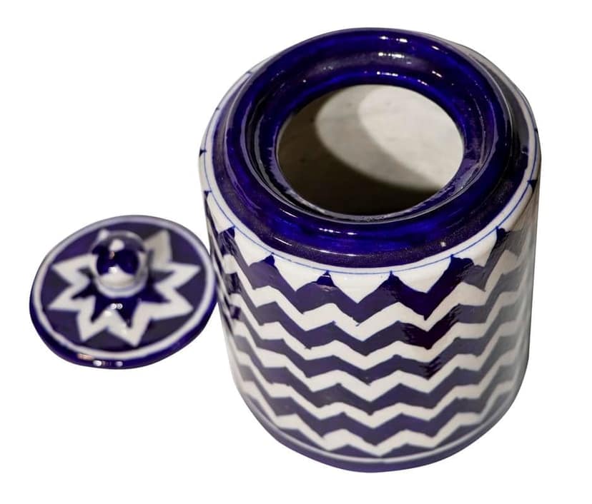 COTTAGE Ceramic Handcrafted/Handpainted Multipurpose Storage 2 Ltr Jar With Lid (5X3 Inch_Multicolor) view 2
