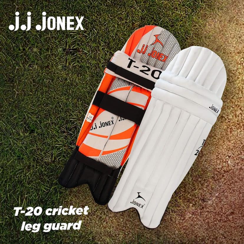JJ Jonex Cricket Leg Guard (White Orange) view 2