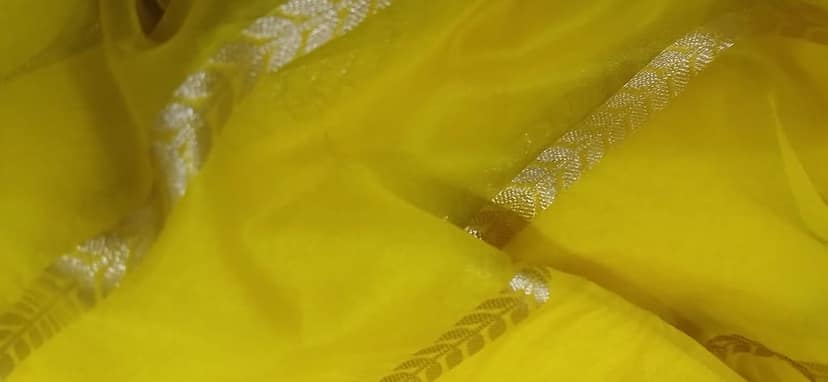 Yellow Saree With Golden Border view 2