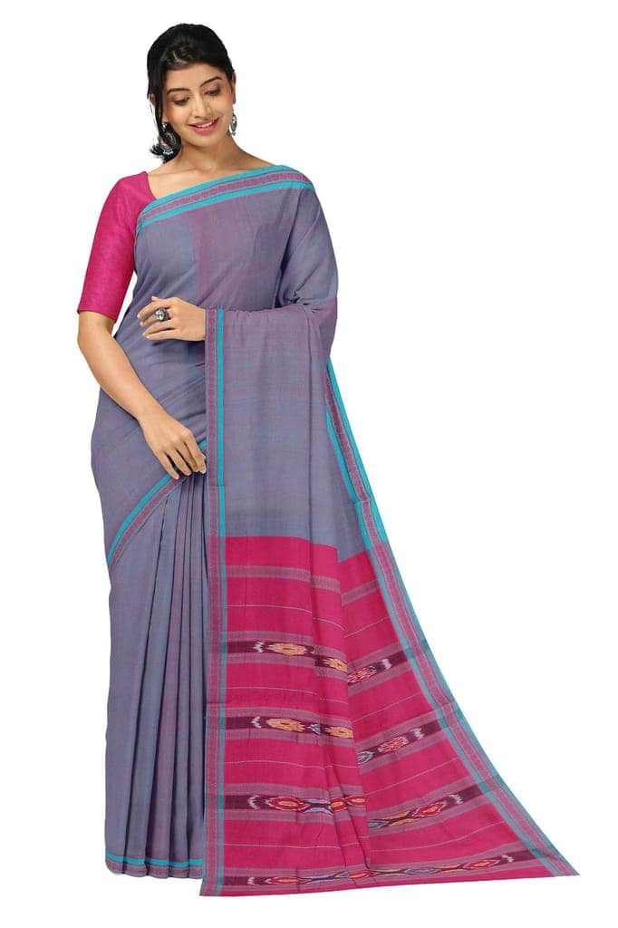 APCO Handloom (A Andhra Pradesh Govt Emporium)- Women's Traditional Pure Handloom Bandar/Polavaram Grey Cotton Saree | PBS0013