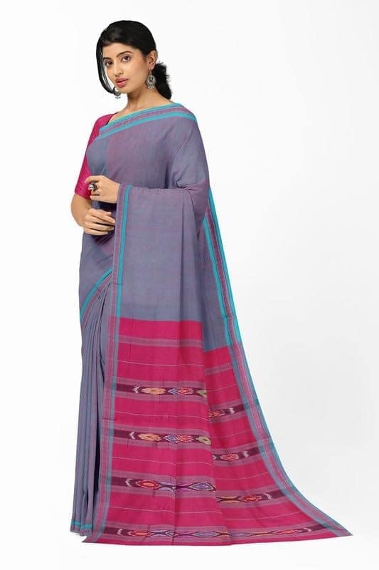 APCO Handloom (A Andhra Pradesh Govt Emporium)- Women's Traditional Pure Handloom Bandar/Polavaram Grey Cotton Saree | PBS0013 view 2