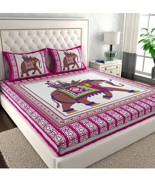 Cosito Cotton 1 Double Bedsheet with 2 Pillow Covers ( Pink )