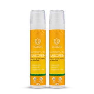 Camista Sun Expert + Gel Sunscreen SPF 50 PA+++ with Vitamin B5 & Vitamin E | For Dry, Sensitive, Oily & Combination Skin | UVA/B & Blue Light Protection | Fragrance-Free | For Men & Women