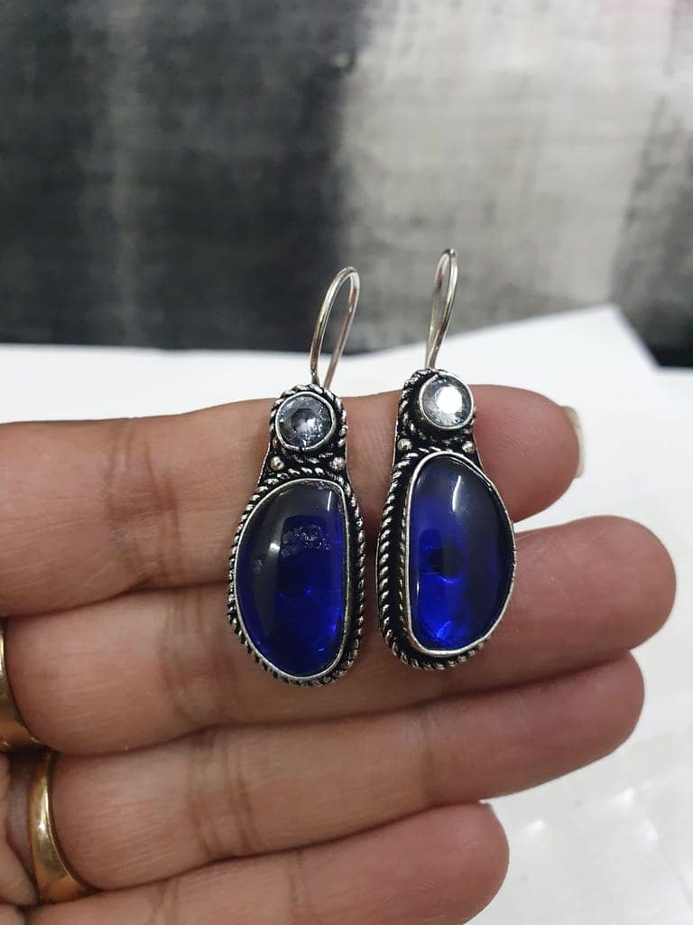 German Silver Oxidized Hoops Earrings view 2