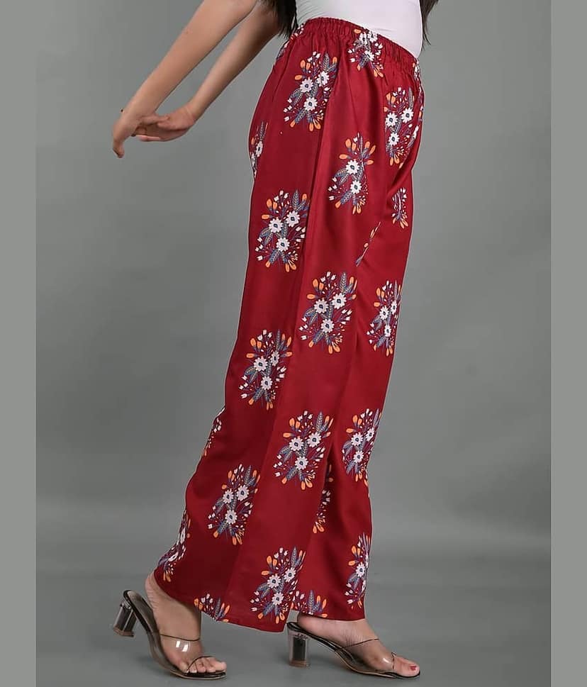 Apratim - Red Rayon Straight Women's Palazzos ( Pack of 1 ) view 2