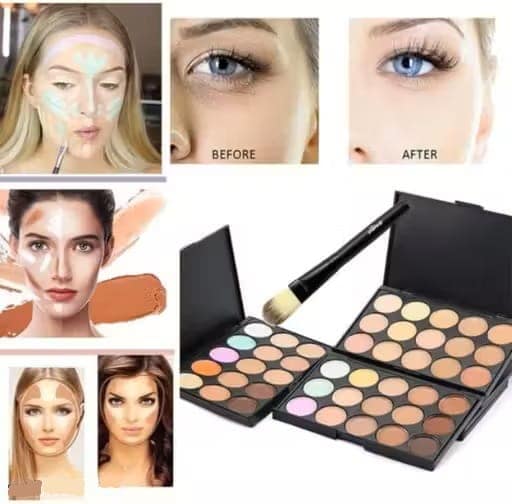 15 Color Concealer Palette with 10 Piece Makeup Brush Set, Professional Contour Kit view 2