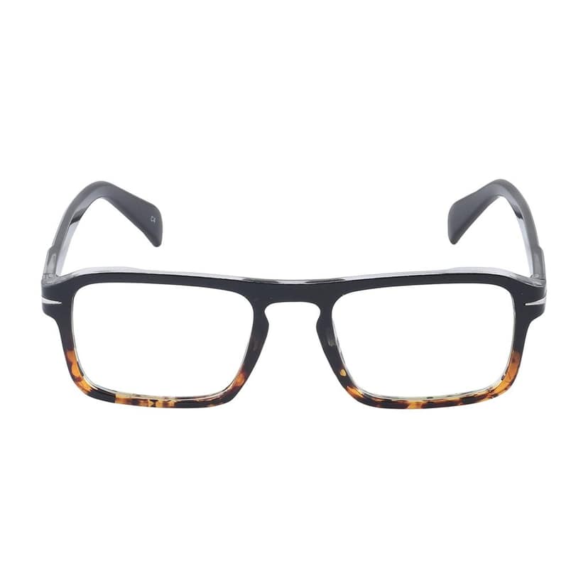 4Flaunt Full Rim Anti Glare Zero Power Rectangular Spectacle Frame | Lightweight, Sturdy & Trending | UV Protection Specs | Men & Women | Medium (Black-Leopard) view 2