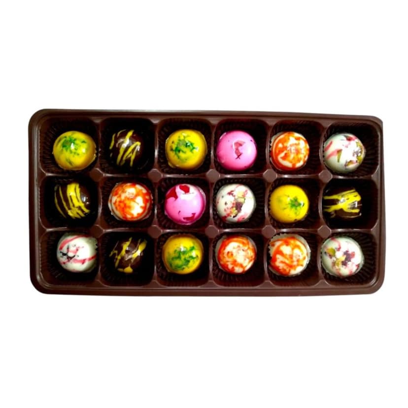 Handcrafted Assorted Chocolate Truffles Gift Box, 18 Pieces, Floral Birthday Design view 2