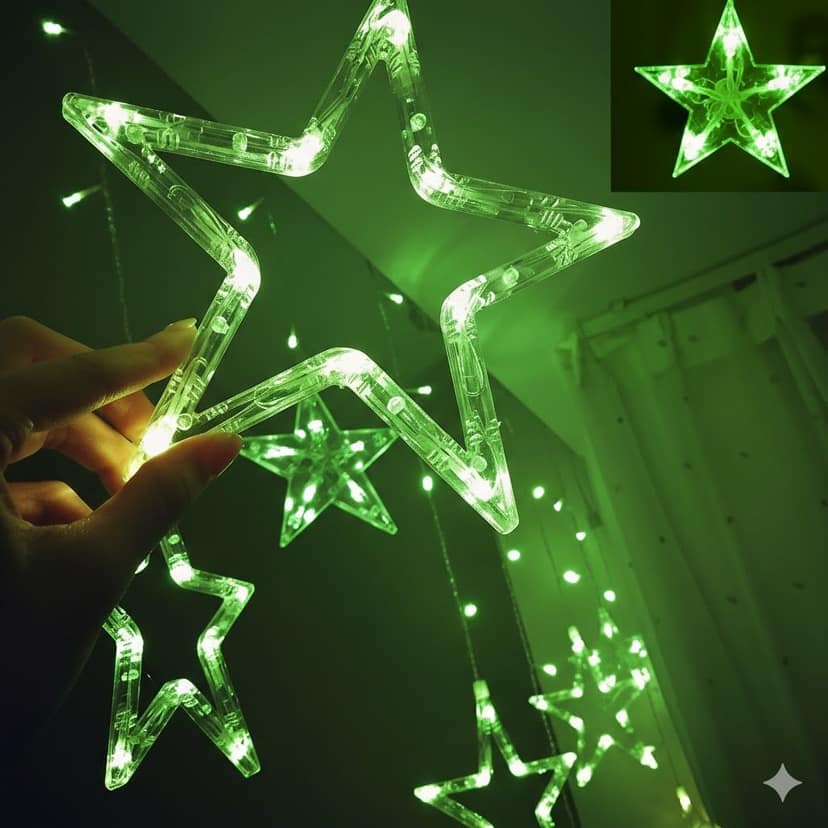 GLOWSERIE Decorative Green Hanging Star Lights with Multiple Strings for Indoor & Outdoor Use view 2