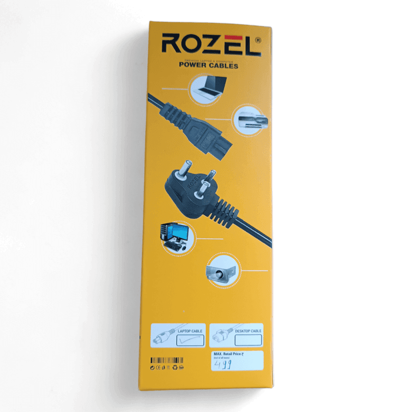 ROZEL 1.5M Durable Laptop Power Cord with 100% Copper Wires view 2