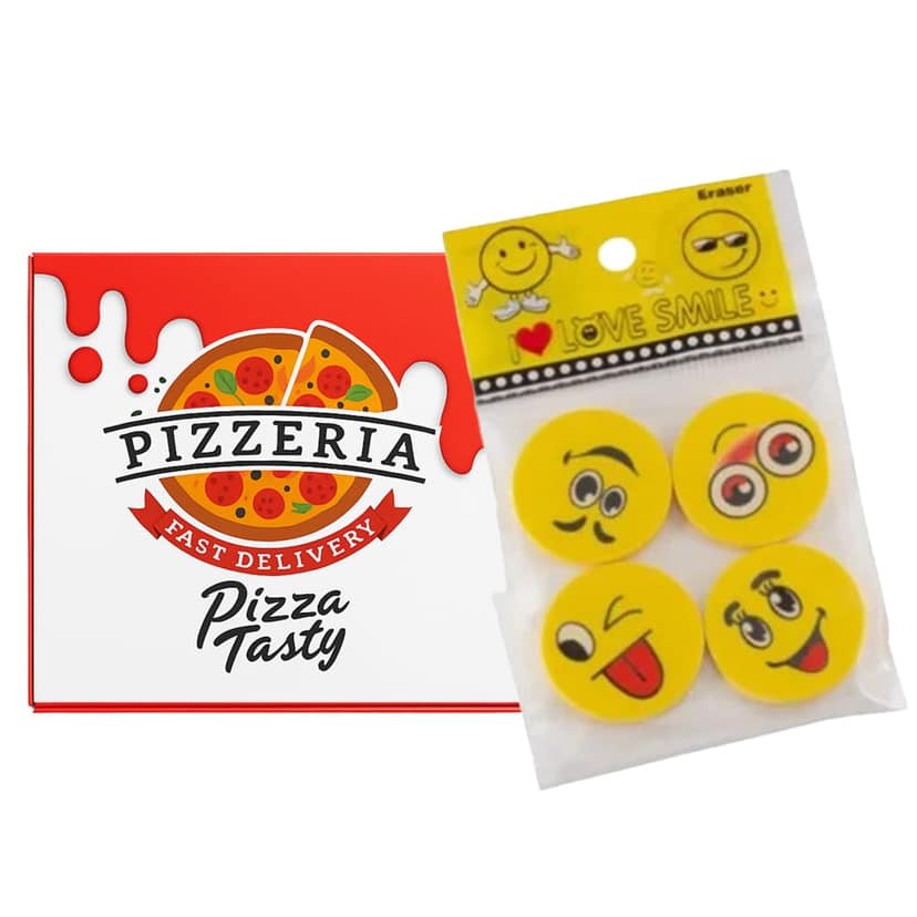 Set of Pizza Slice and turtlre Shape Eraser Piece Pizza 7 Slice and 4 Piece Turtle Collection, Educational Fun Stationery