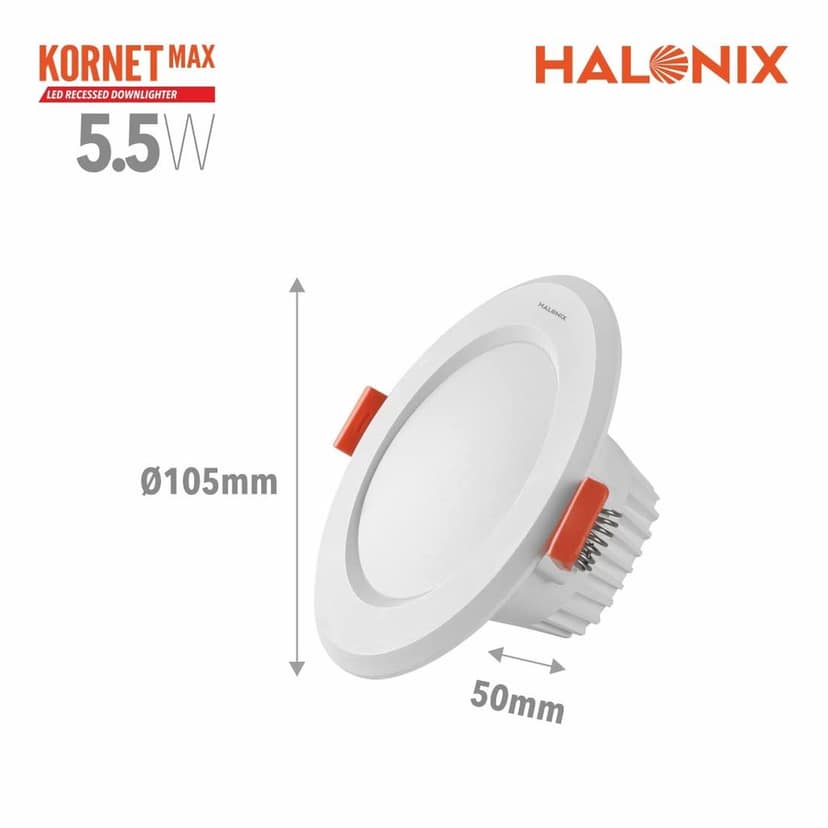 Kornet 5.5-watt Junction box Cool white Led Downlighter| Cut out- 3 inch | No False ceiling required | Surge Protection - Upto 4 KV (Pack of 1, White) Visit the Halonix Store view 2