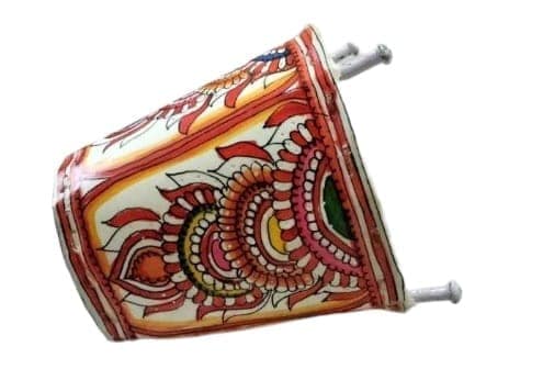 Hand painted decorative diya lamp with intricate floral design view 2